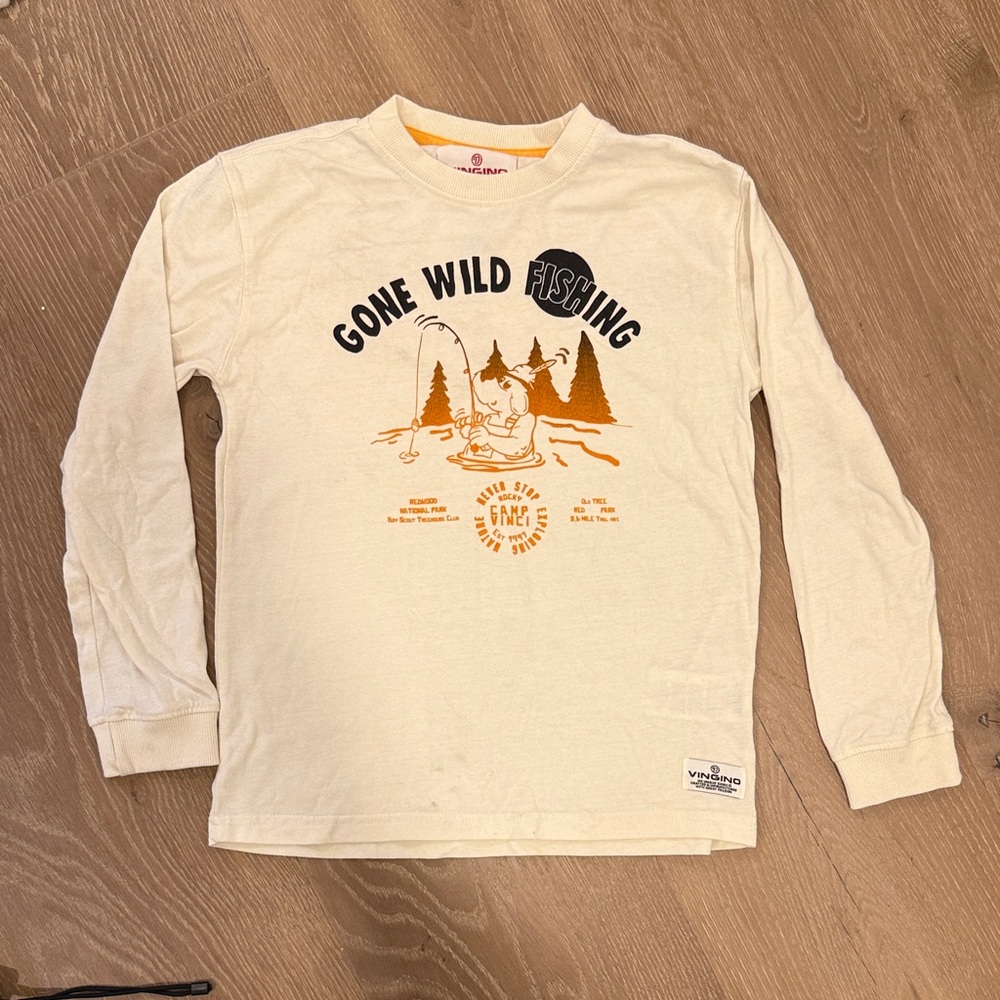 Kids Cream Long Sleeve Tee - Gone Wild Fishing Design